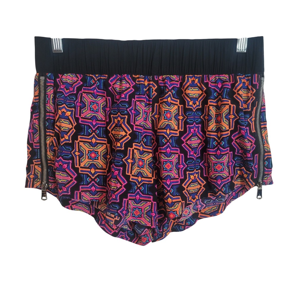 Seafolly Womens Geometric Tribal Print Shorts Side Zippers Pink Blue Small Boho